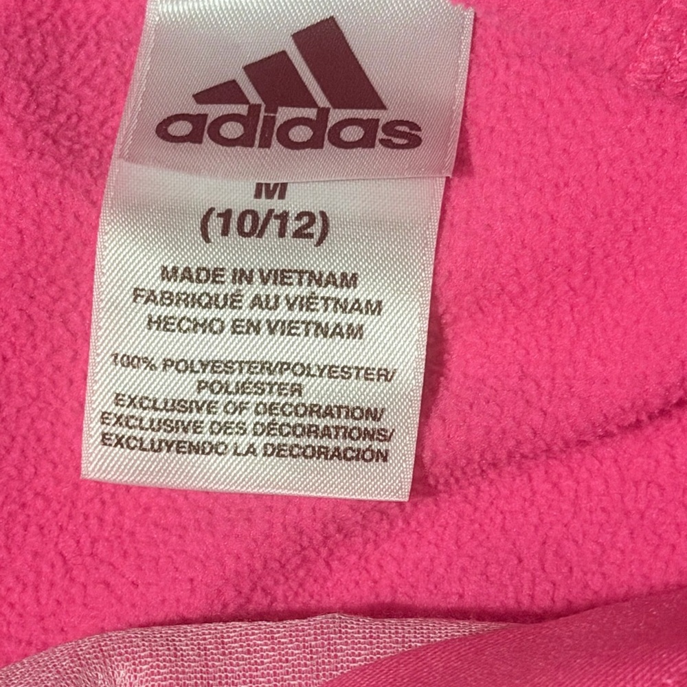 adidas Girls Pink Hoodie with Black Logo - Picture 4 of 5